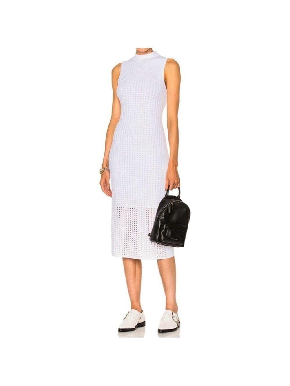 RAG & BONE INGRID SLEEVELESS EYELET MESH MIDI DRESS EHITE SIZE SMALL
